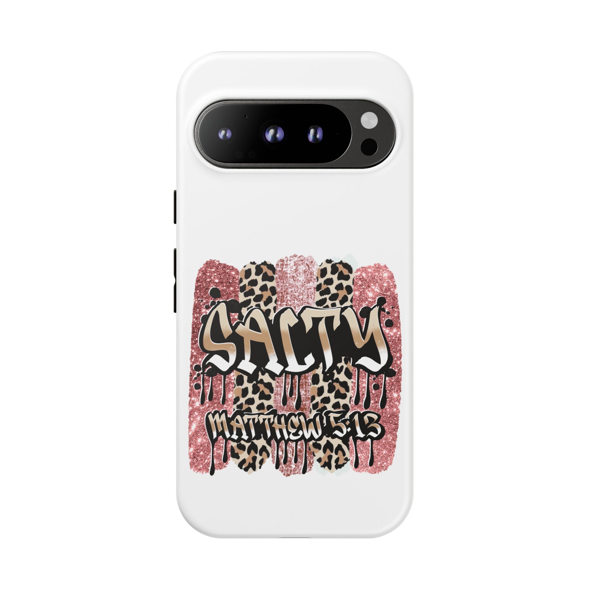 Salty Matthew 5:13 Scripture Leopard Pink Glitter Tough Case — Matthew 5:13 Scripture Phone Cover