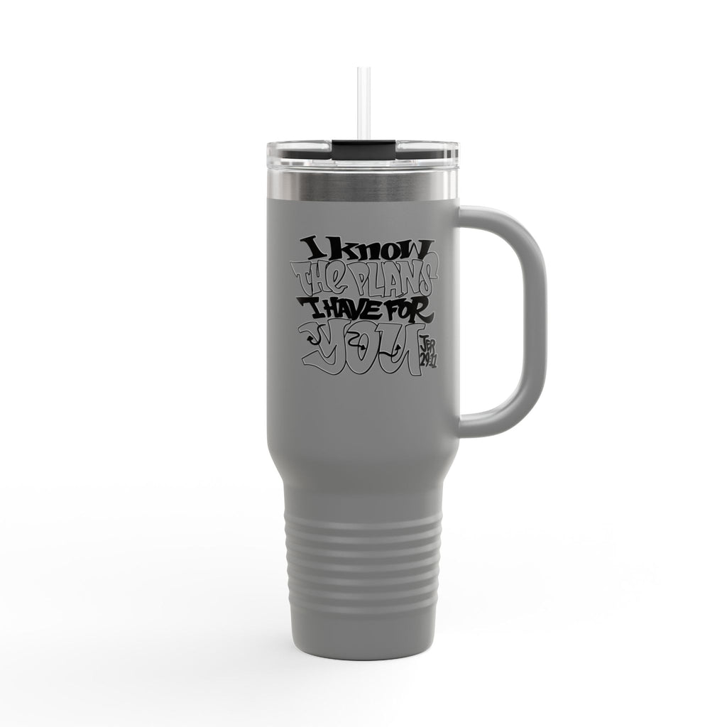 40oz Insulated Travel Mug – "I Know the Plans I Have for You" Jeremiah 29:11 Tumbler