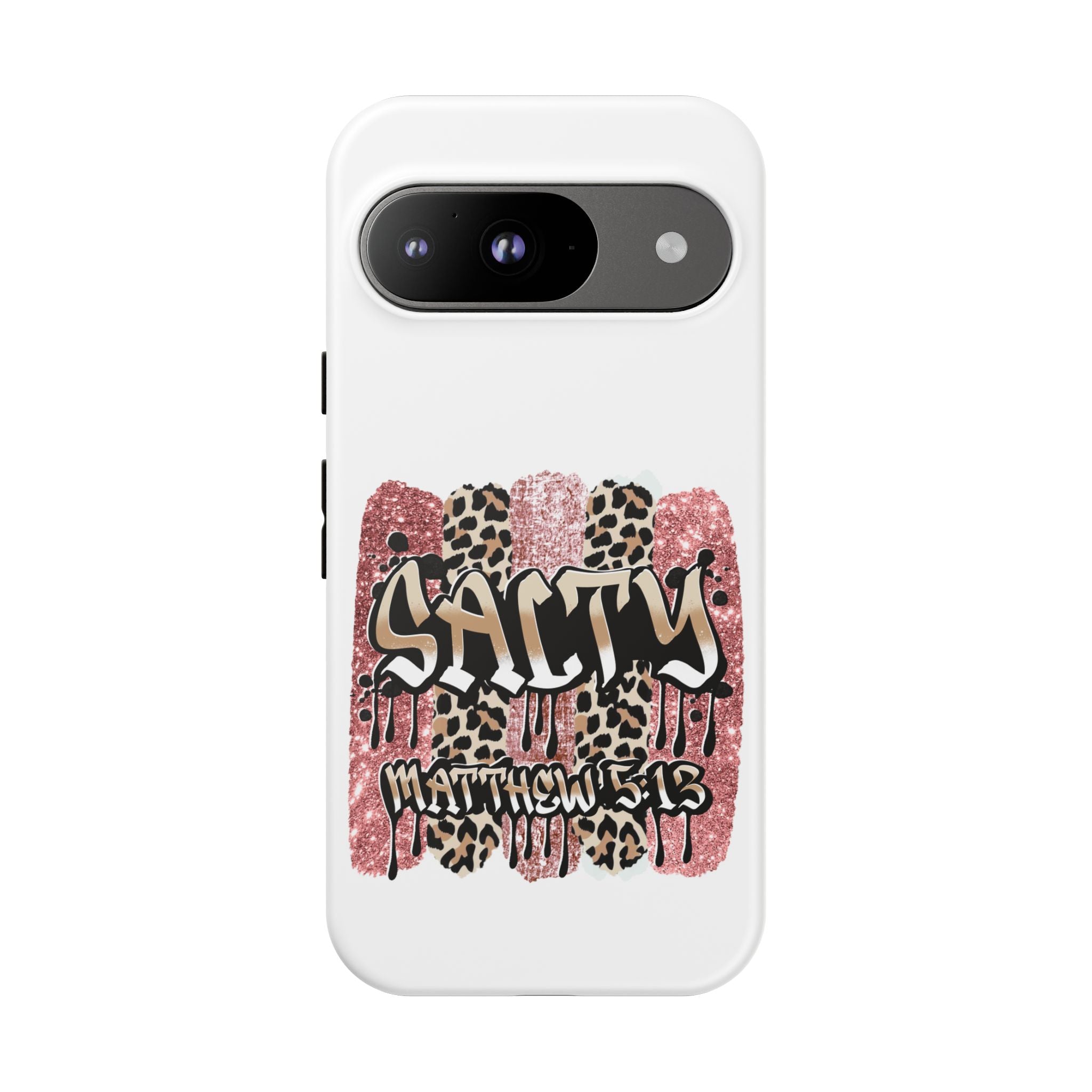 Salty Matthew 5:13 Scripture Leopard Pink Glitter Tough Case — Matthew 5:13 Scripture Phone Cover