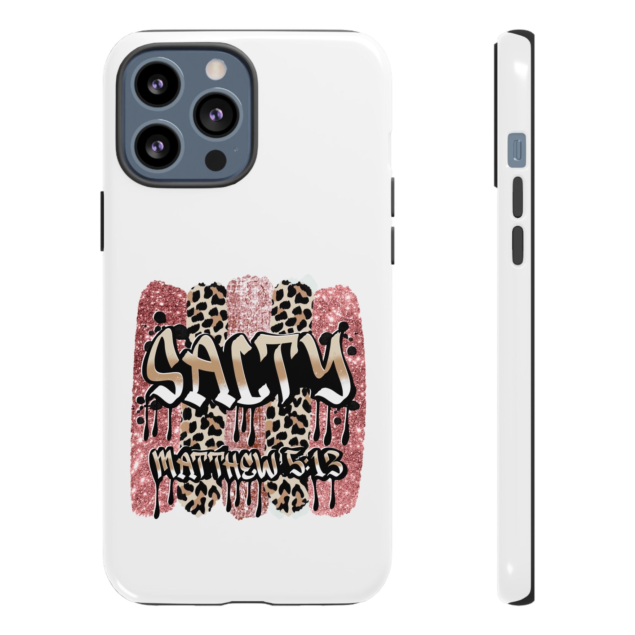 Salty Matthew 5:13 Scripture Leopard Pink Glitter Tough Case — Matthew 5:13 Scripture Phone Cover