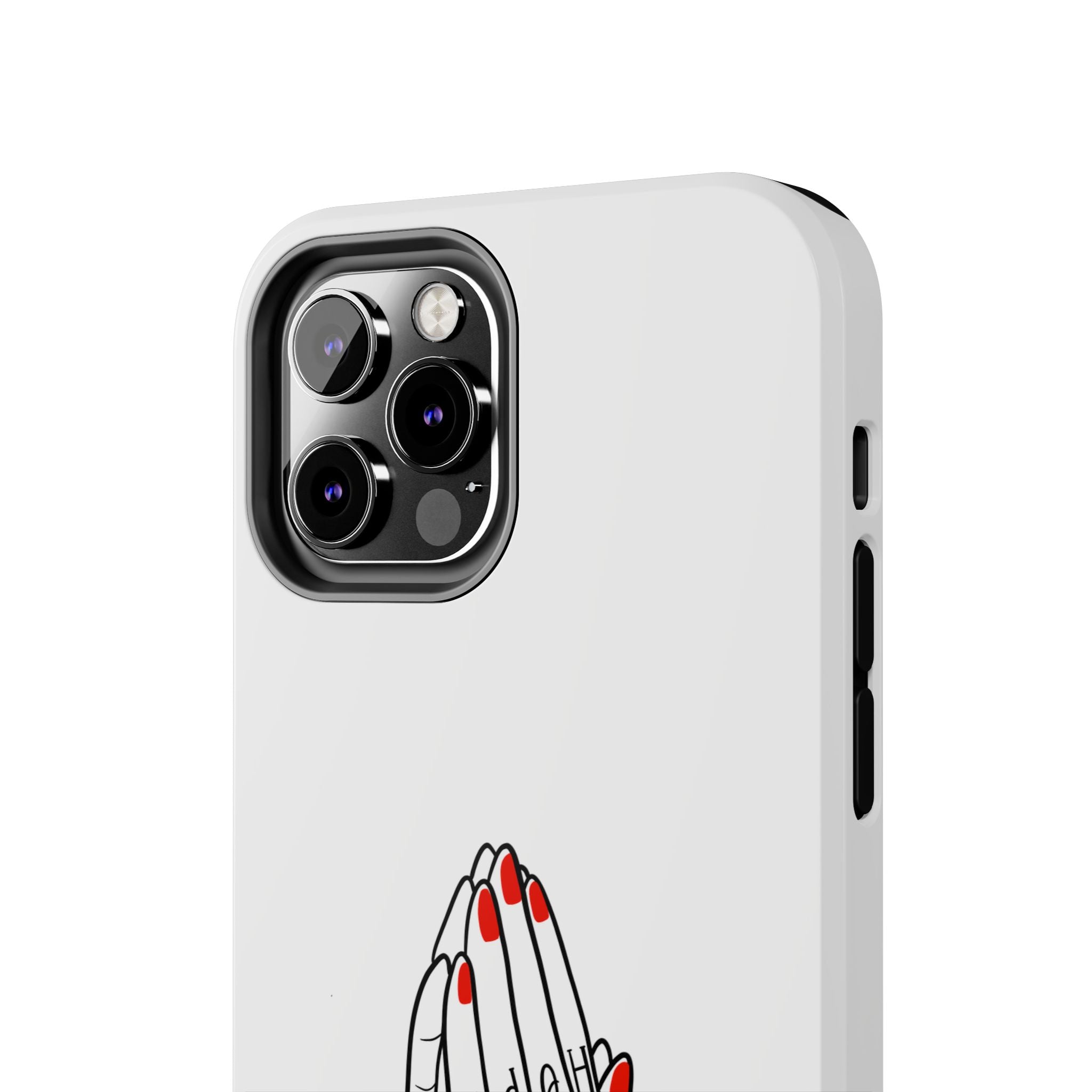 Pray Harder Phone Case — Tough Protective Phone Cover with Praying Hands & Rose Design