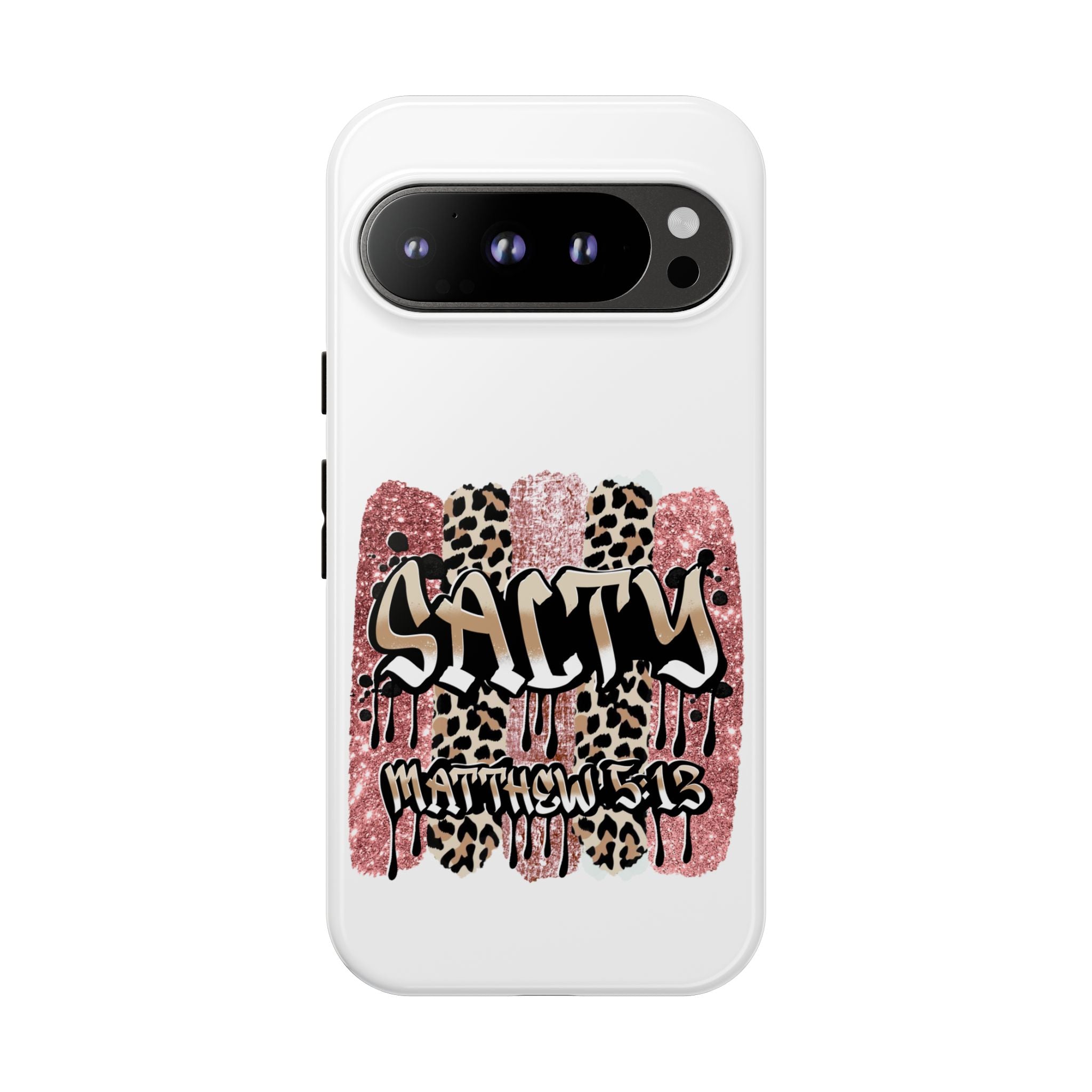 Salty Matthew 5:13 Scripture Leopard Pink Glitter Tough Case — Matthew 5:13 Scripture Phone Cover