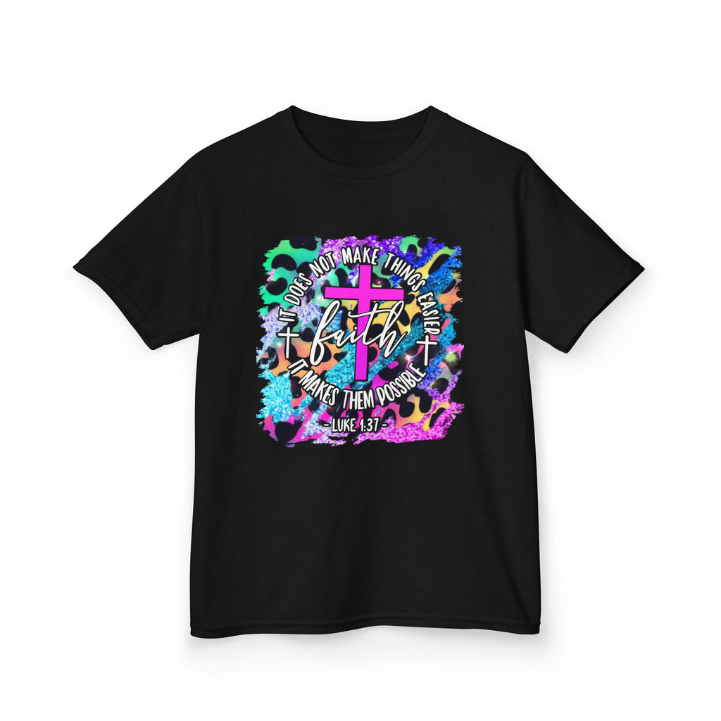 Kids Faith T-Shirt - Colorful Cross Graphic 'Faith' Christian Tee for Children