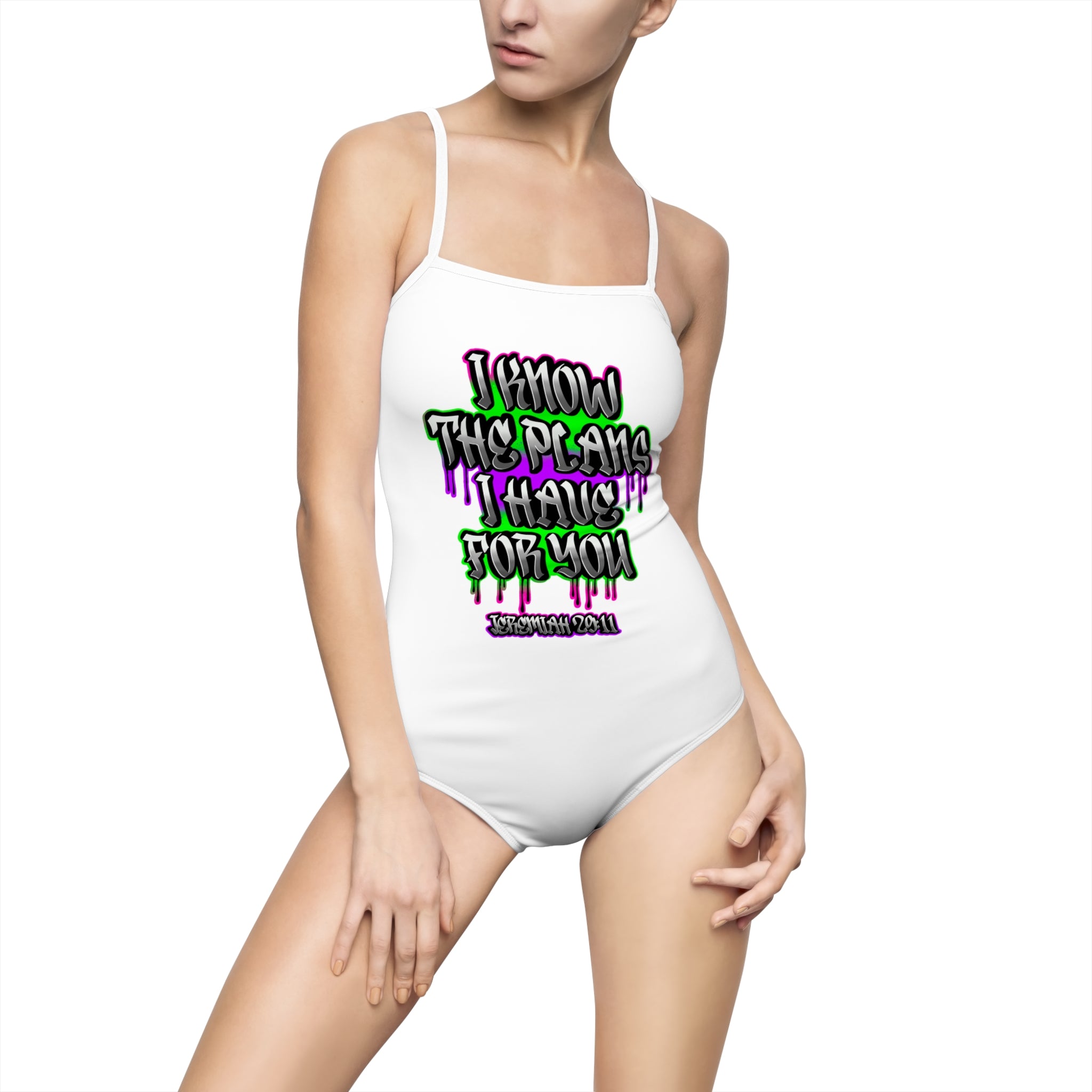 Women's One-piece Swimsuit Bible Verse Graffiti Scripture