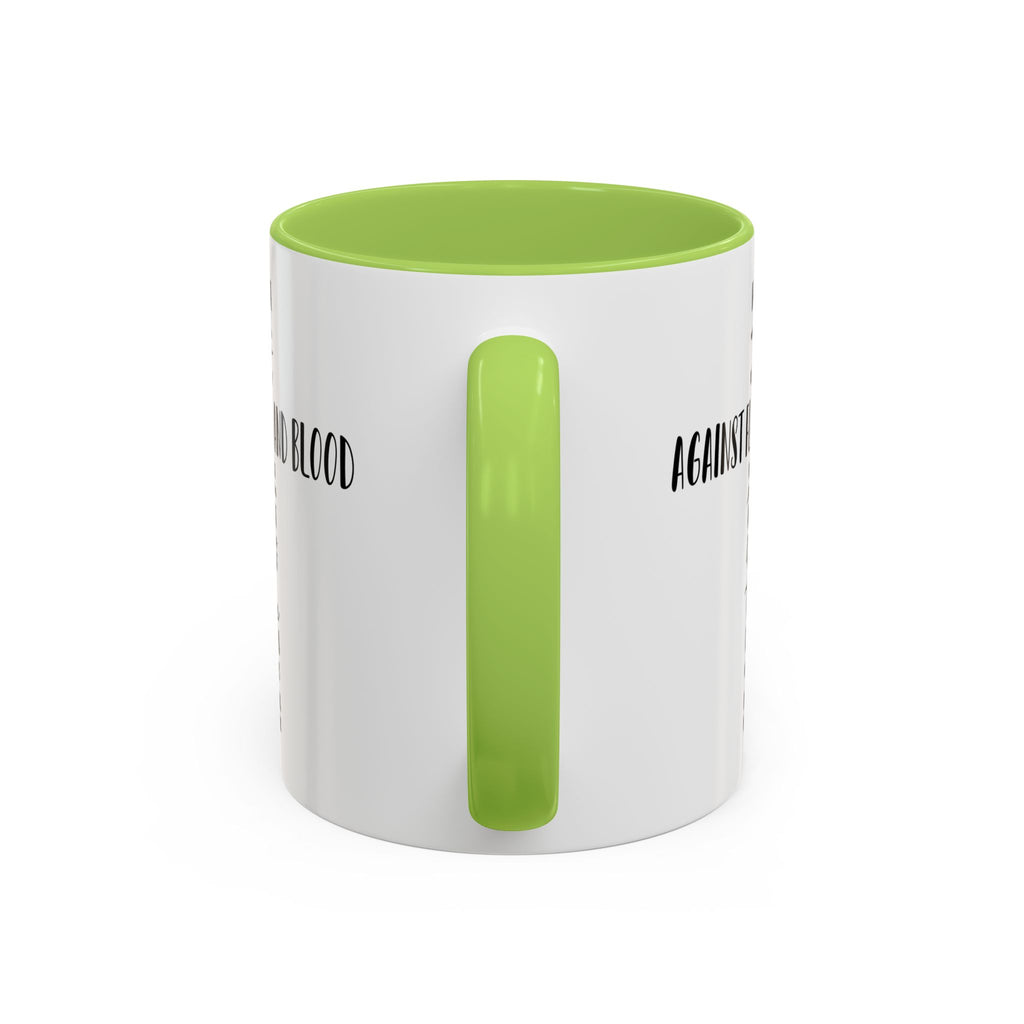 Christian Cross Coffee Mug - "Not Against Flesh and Blood" Inspirational Bible Verse Accent Mug