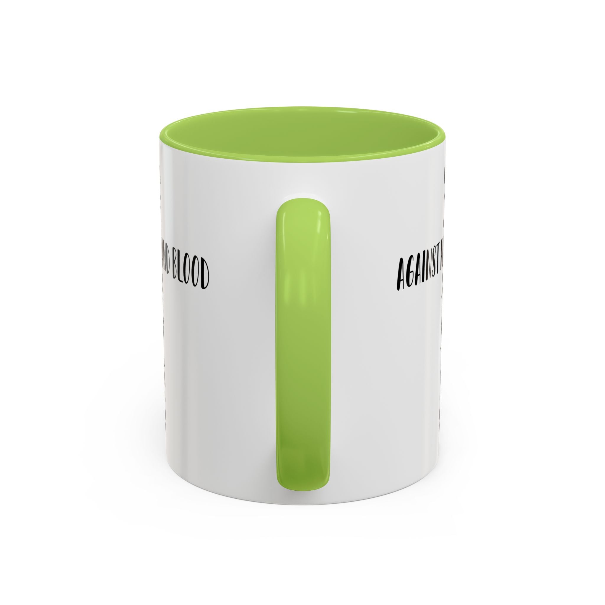 Christian Cross Coffee Mug - "Not Against Flesh and Blood" Inspirational Bible Verse Accent Mug