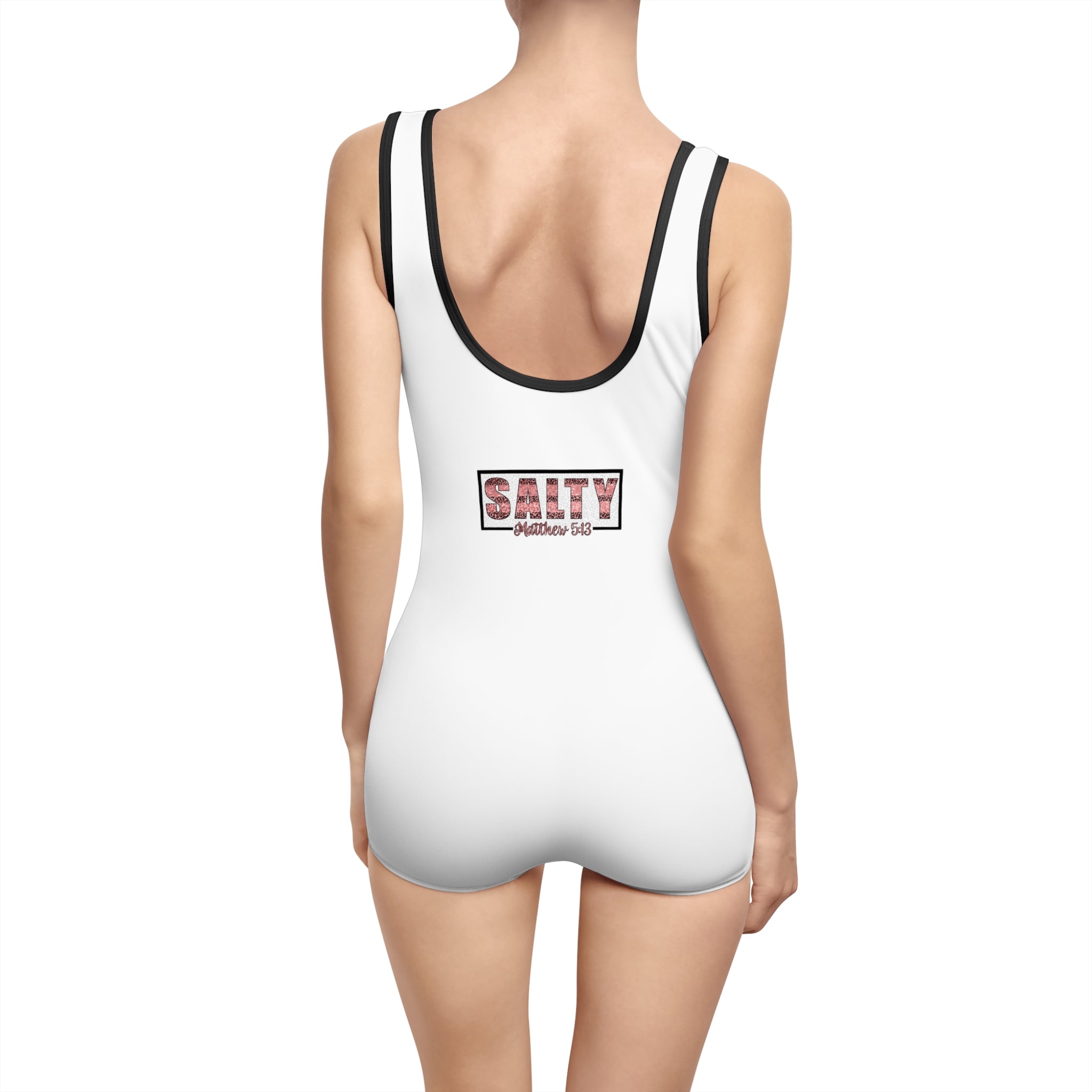 Vintage 'SALTY' One-Piece Swimsuit — Retro Floral Beachwear