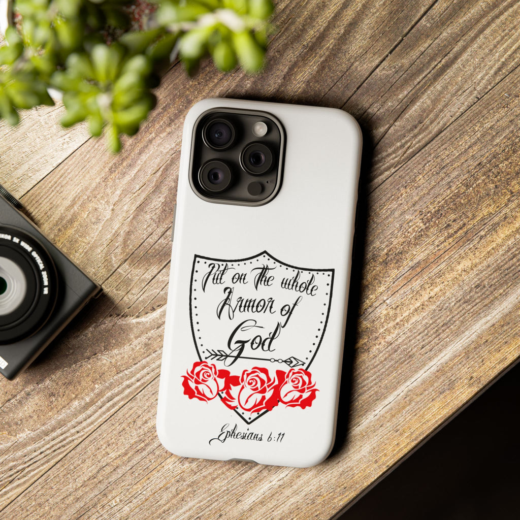 Armor of God Phone Case — Ephesians 6:11 Christian Floral Protective Cover