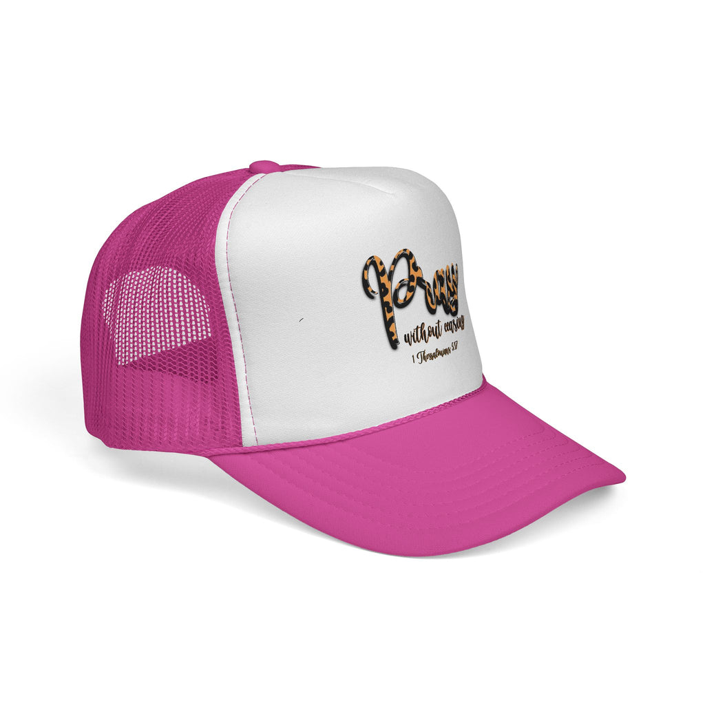 Pray Without Ceasing Leopard Trucker Cap