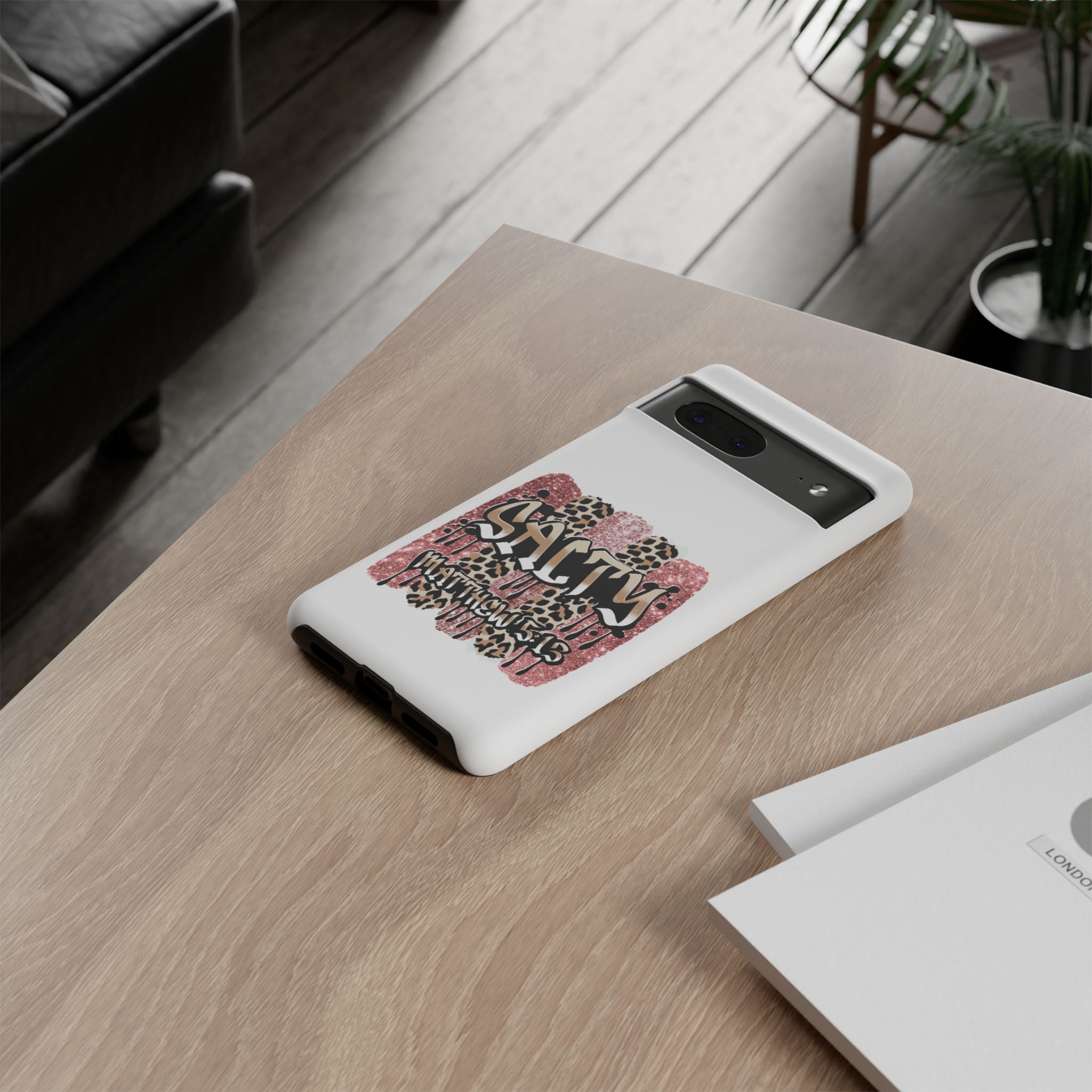 Salty Matthew 5:13 Scripture Leopard Pink Glitter Tough Case — Matthew 5:13 Scripture Phone Cover