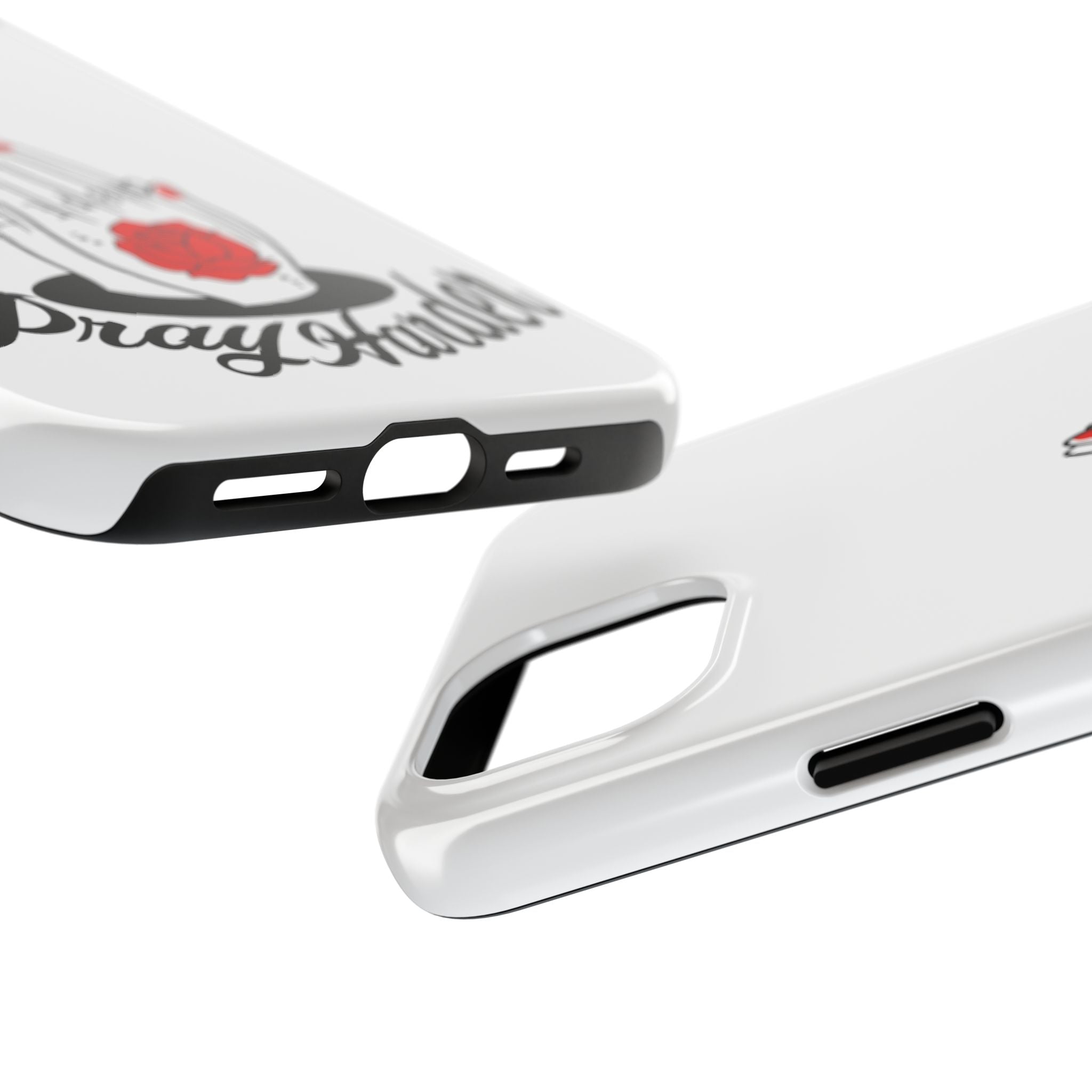 Pray Harder Phone Case — Tough Protective Phone Cover with Praying Hands & Rose Design