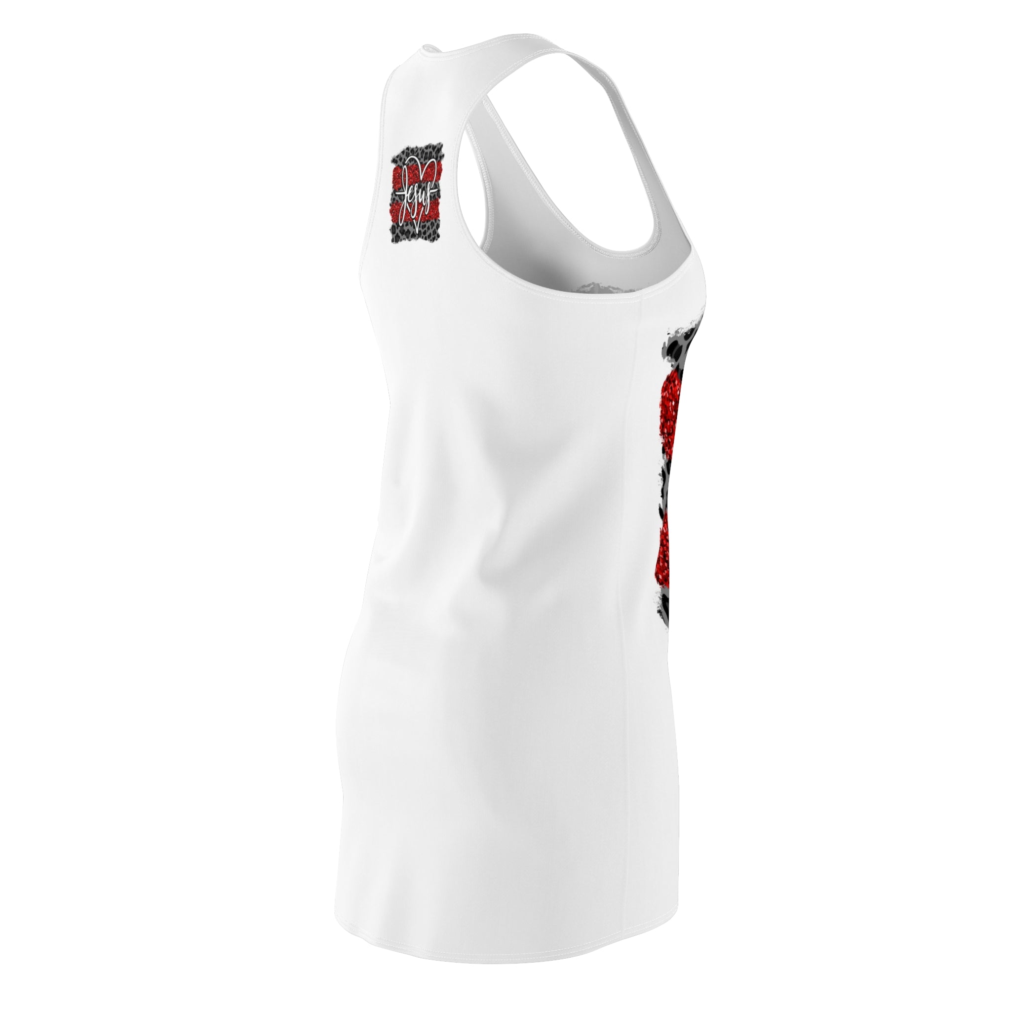 Jesus Heart Racerback Dress – Red Glitter Leopard Faith Dress