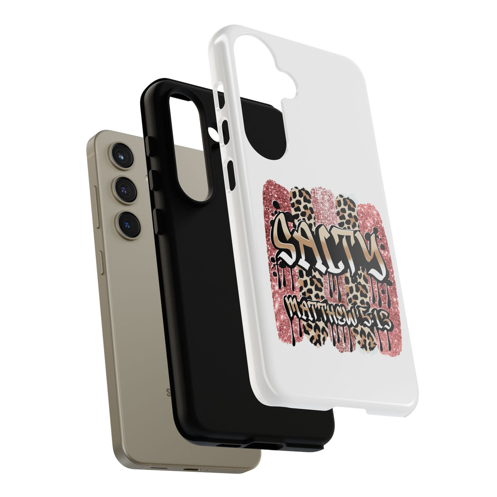 Salty Matthew 5:13 Scripture Leopard Pink Glitter Tough Case — Matthew 5:13 Scripture Phone Cover