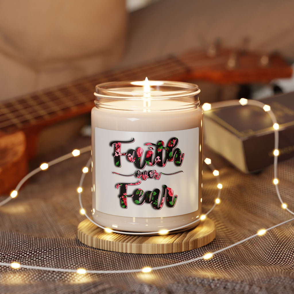 Faith Over Fear Floral Soy Candle — 9oz Scented Jar