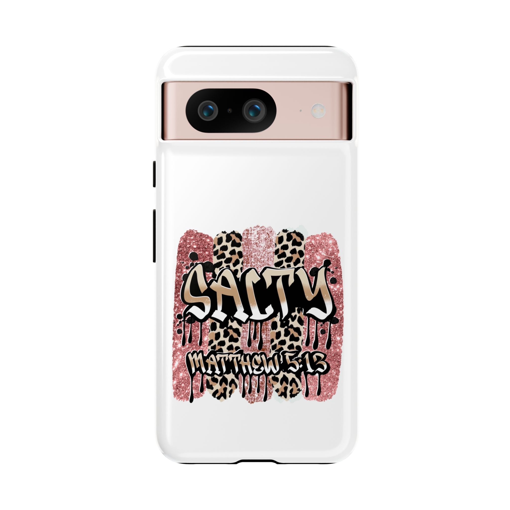 Salty Matthew 5:13 Scripture Leopard Pink Glitter Tough Case — Matthew 5:13 Scripture Phone Cover