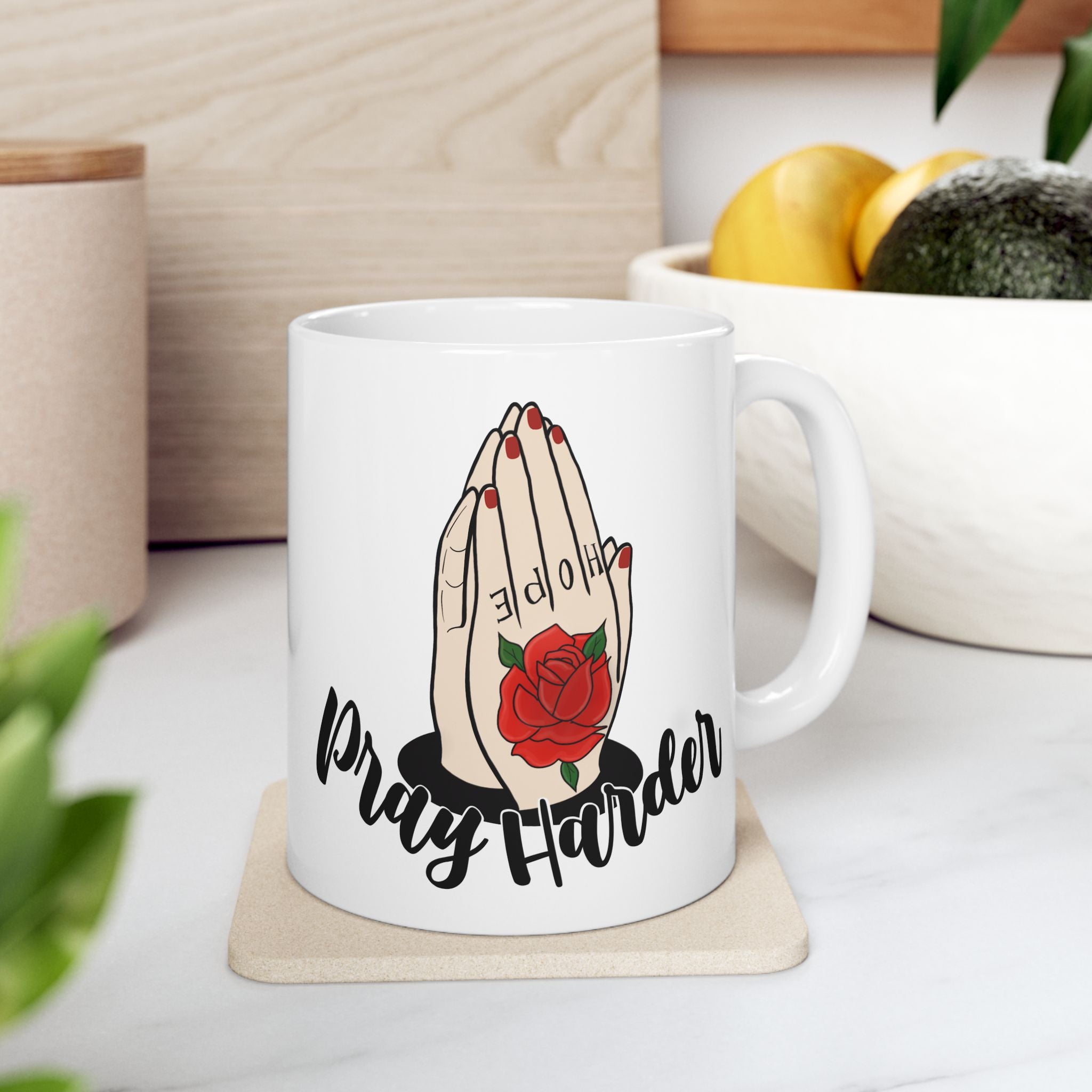 Pray Harder – Inspirational Faith Coffee Cup (11oz & 15oz)