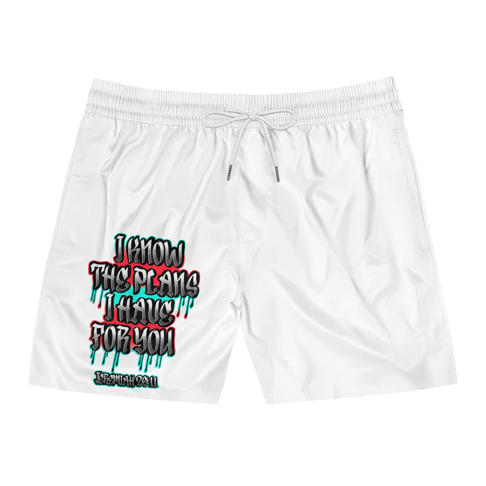 Swim Shorts — "I Know The Plans I Have For You" Faith Graphic