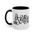 Faith Script Accent Coffee Mug – Black Handle & Rim, Inspirational Christian Gift
