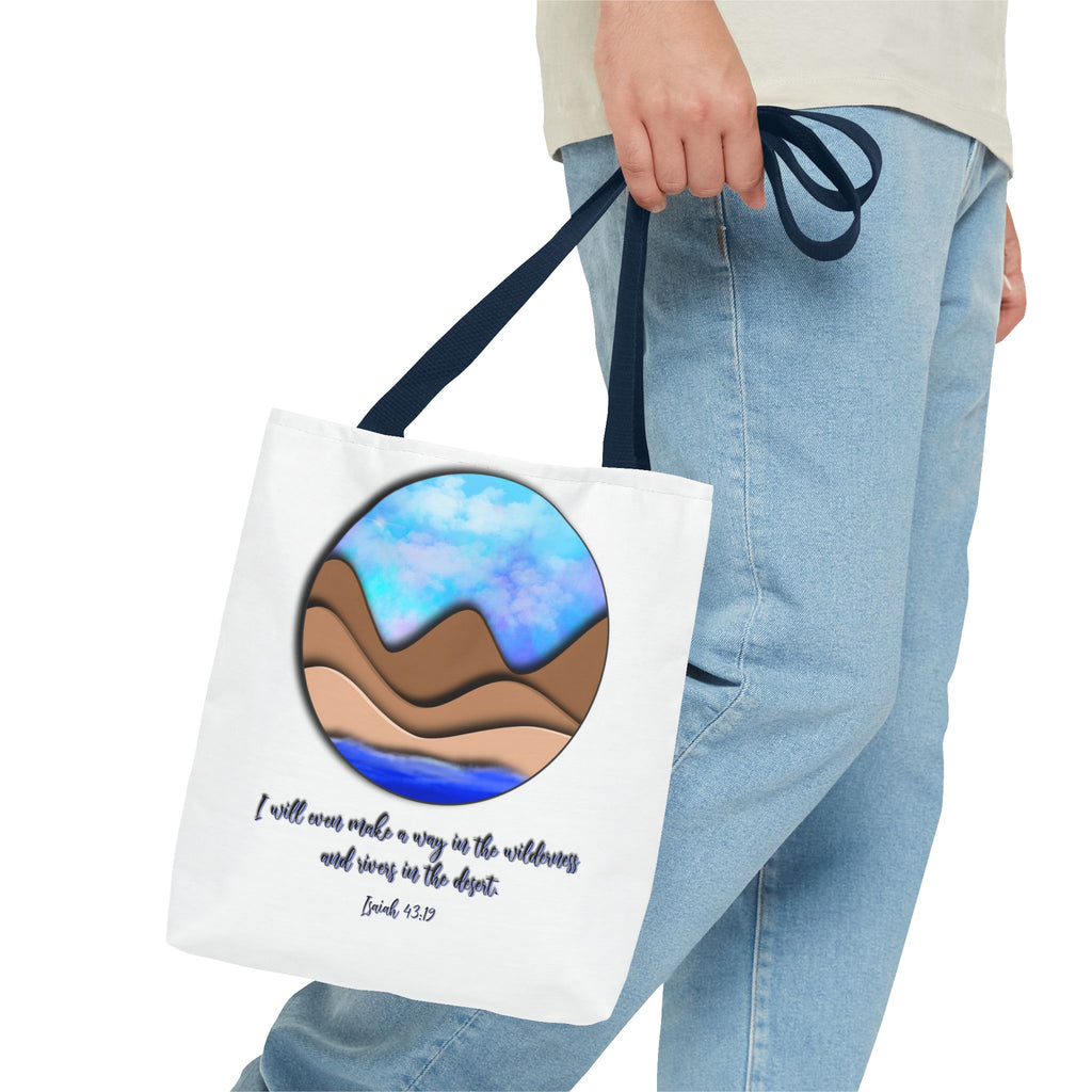 Inspirational Mountains Tote —  Scripture Landscape Tote Bag