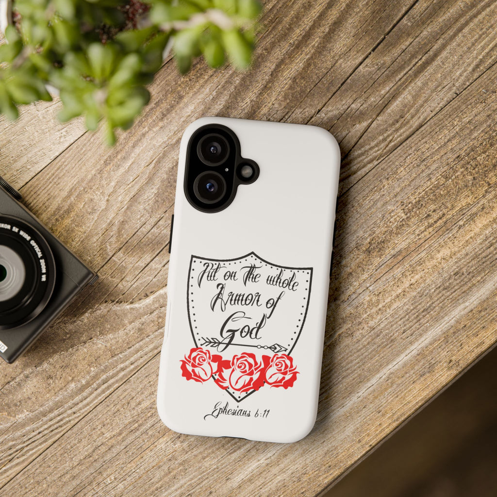Armor of God Phone Case — Ephesians 6:11 Christian Floral Protective Cover