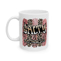 Salty Matthew 5:13 Ceramic Mug — Bible Verse Leopard & Pink Glitter Graphic Coffee Cup (11oz/15oz)