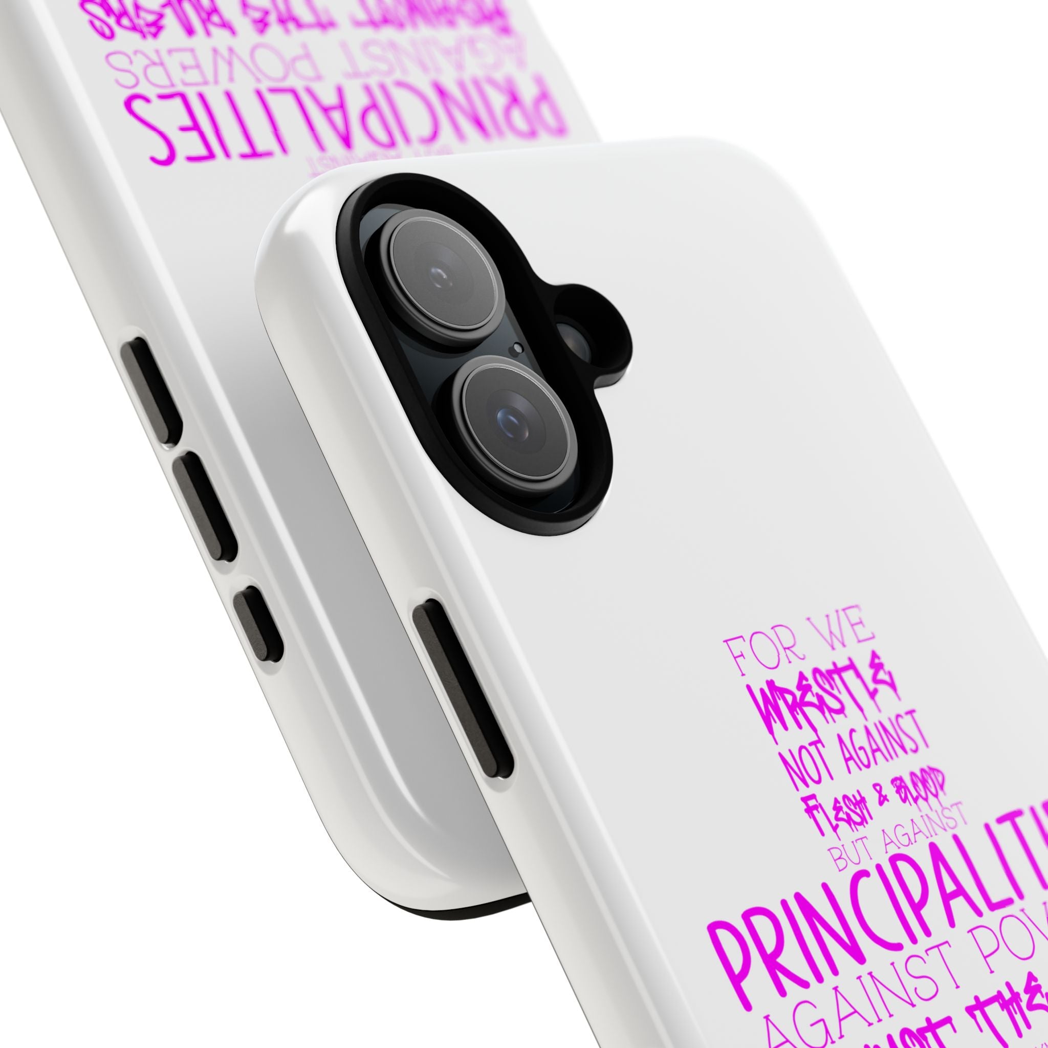 Armor of God Christian Cross Phone Case — Ephesians 6:12 Pink Typography Tough Case