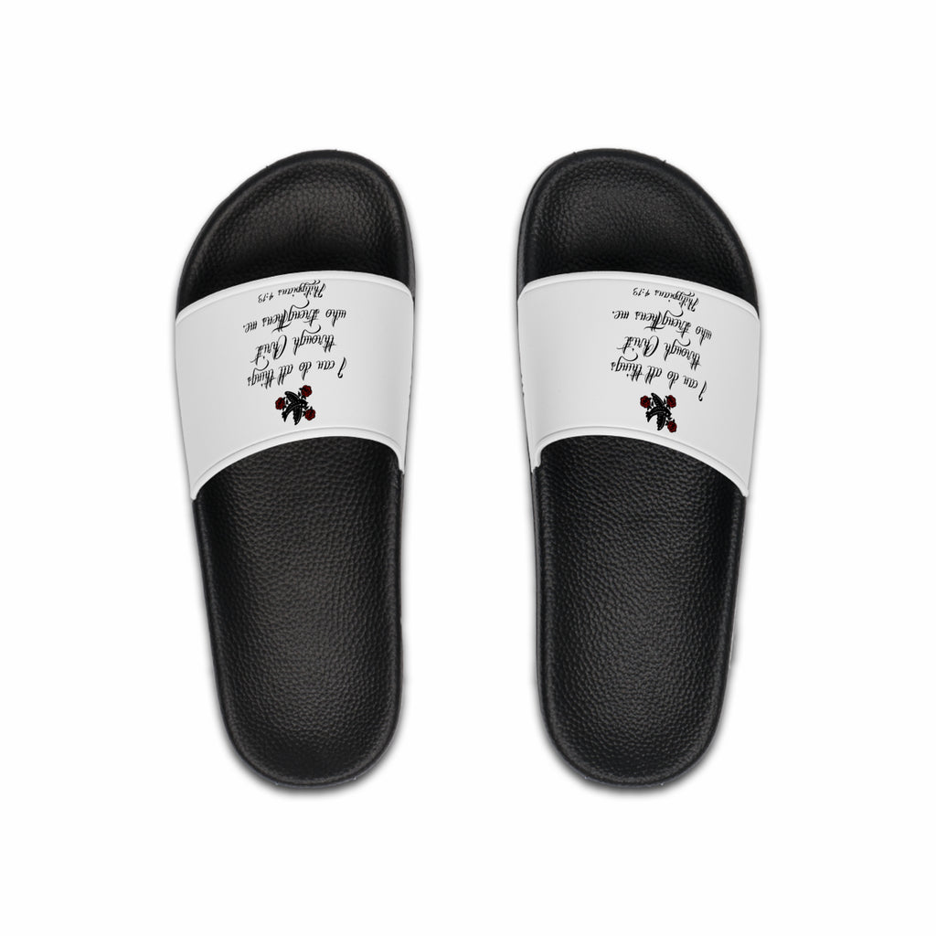 Men's Slide Sandals — Bible Verse Philippians 4:13 Pool & Beach Slides