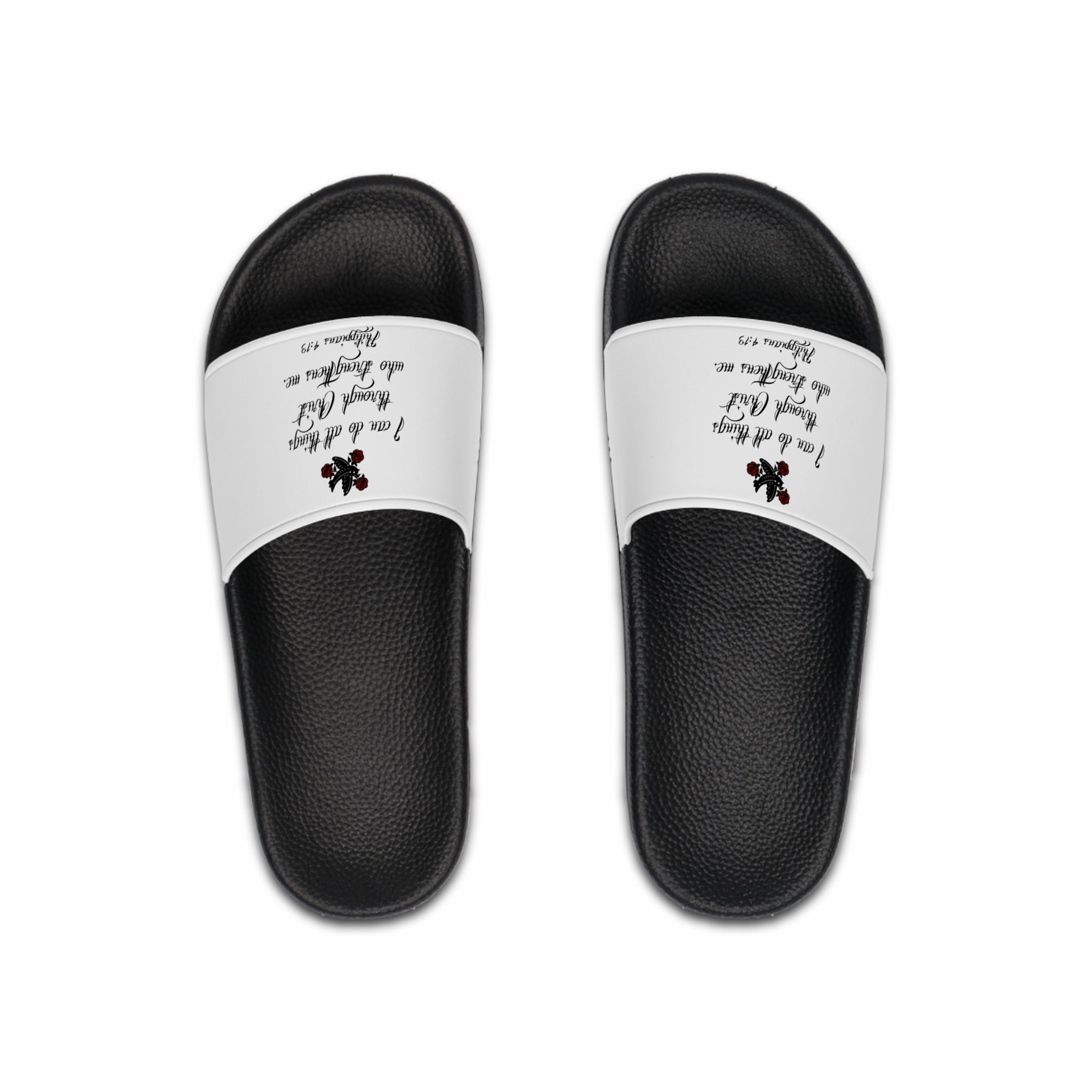 Men's Slide Sandals — Bible Verse Philippians 4:13 Pool & Beach Slides