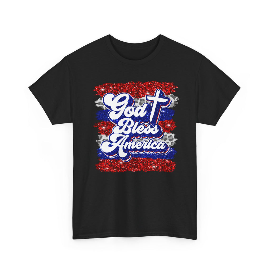 God Bless America Tee – Patriotic Cross Graphic Shirt