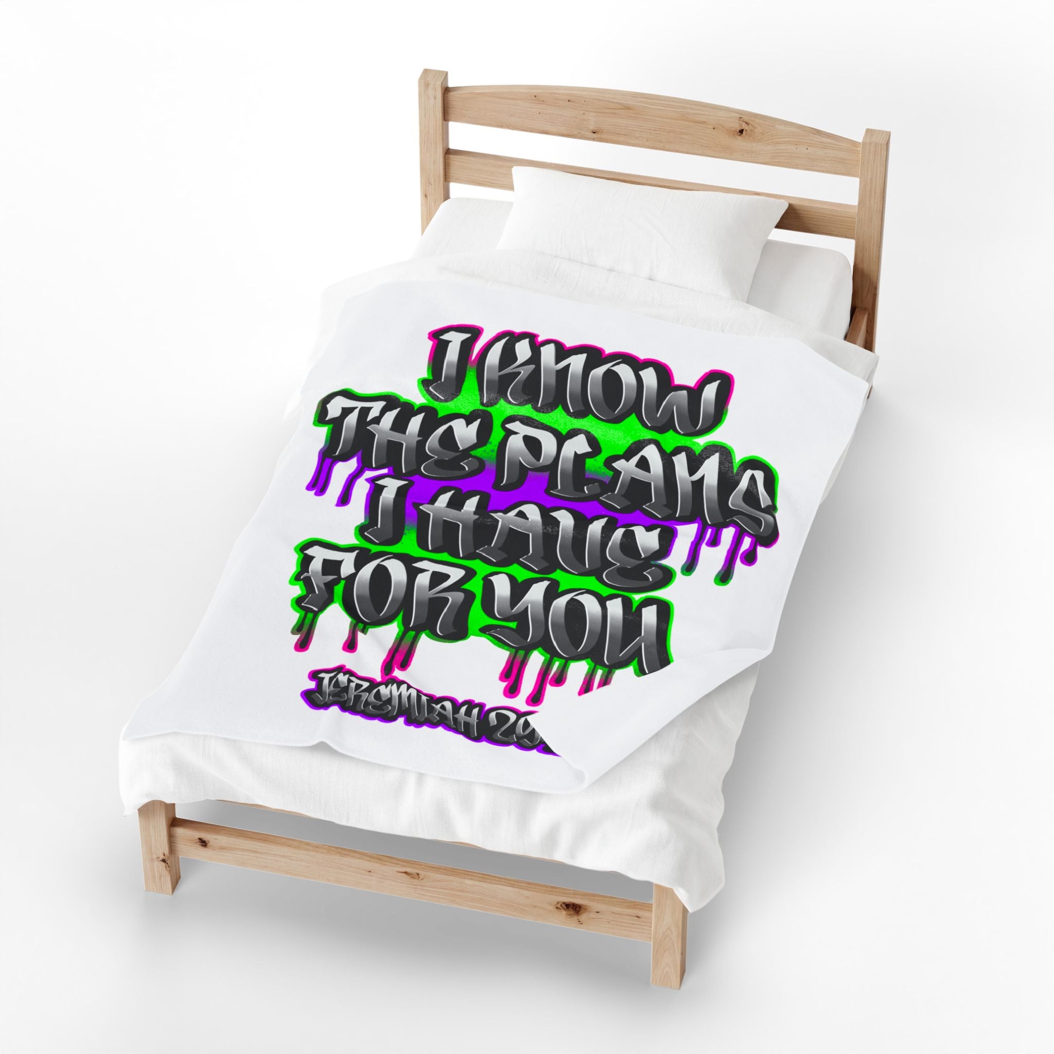 Velveteen Plush Blanket — "I Know The Plans I Have For You" Jeremiah 29:11 Inspirational Throw
