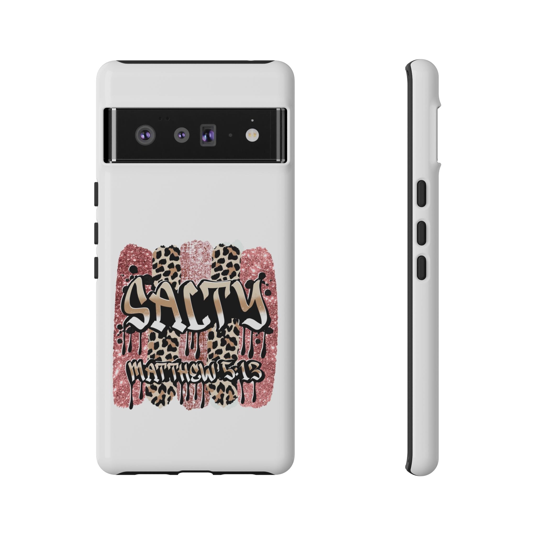 Salty Matthew 5:13 Scripture Leopard Pink Glitter Tough Case — Matthew 5:13 Scripture Phone Cover