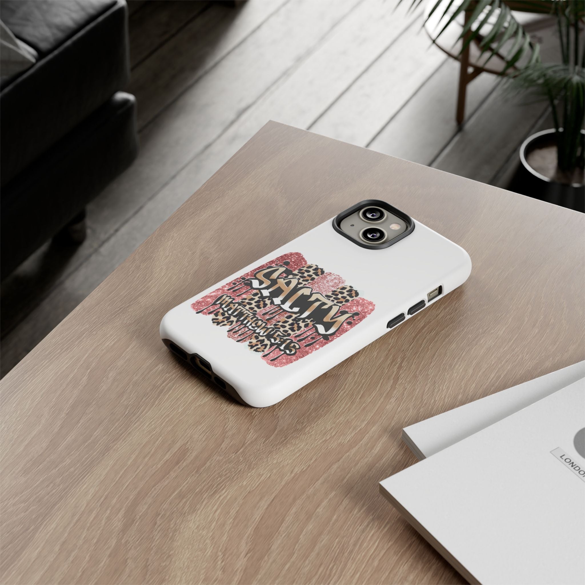 Salty Matthew 5:13 Scripture Leopard Pink Glitter Tough Case — Matthew 5:13 Scripture Phone Cover