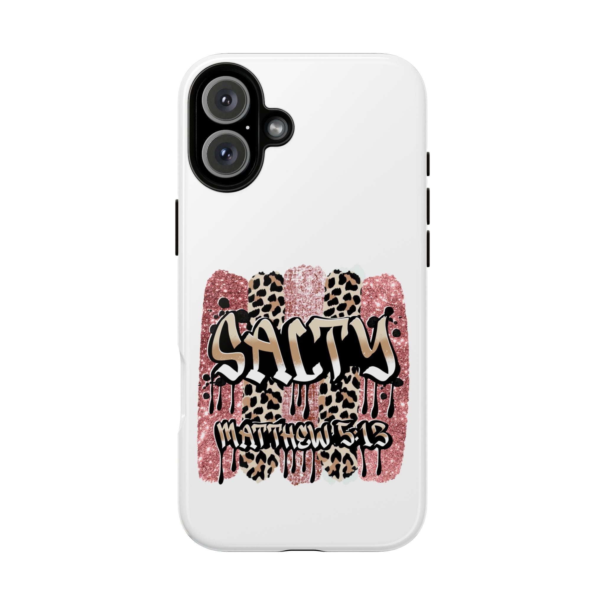 Salty Matthew 5:13 Scripture Leopard Pink Glitter Tough Case — Matthew 5:13 Scripture Phone Cover