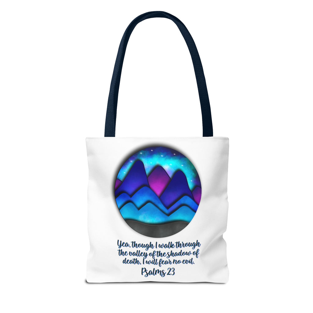 Psalm 23 Mountain Tote Bag — Inspirational Christian Scripture Tote