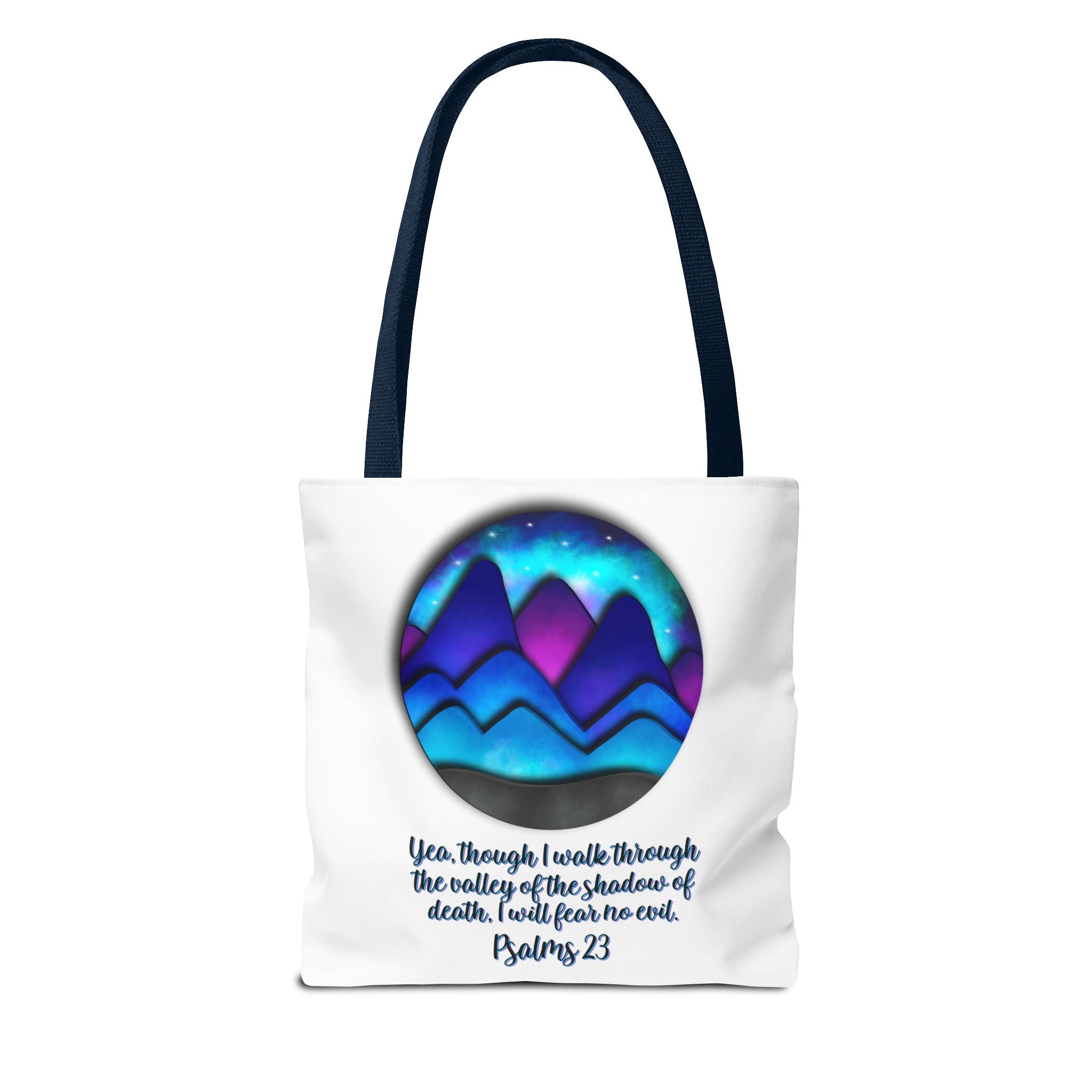 Psalm 23 Mountain Tote Bag — Inspirational Christian Scripture Tote