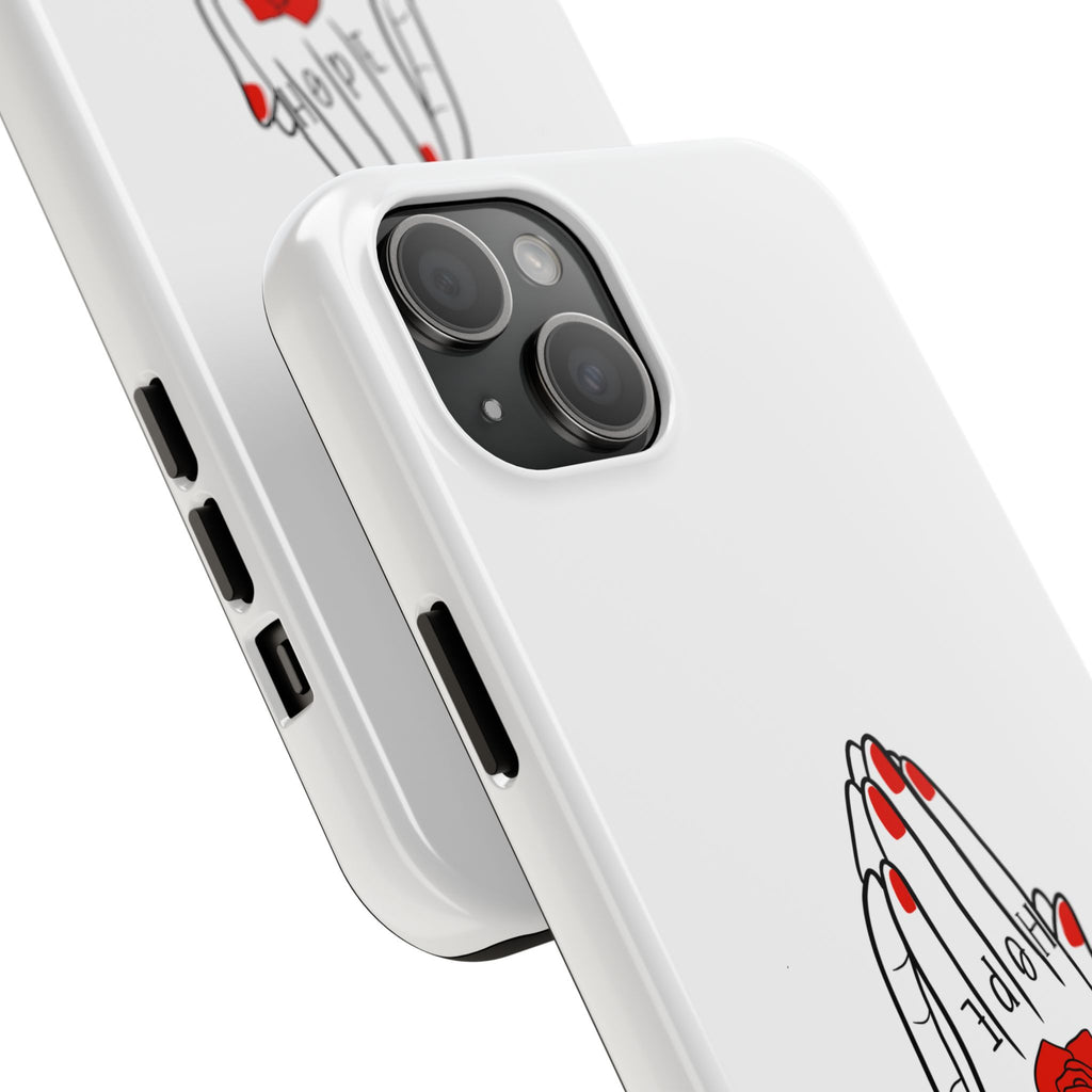 Pray Harder Phone Case — Tough Protective Phone Cover with Praying Hands & Rose Design