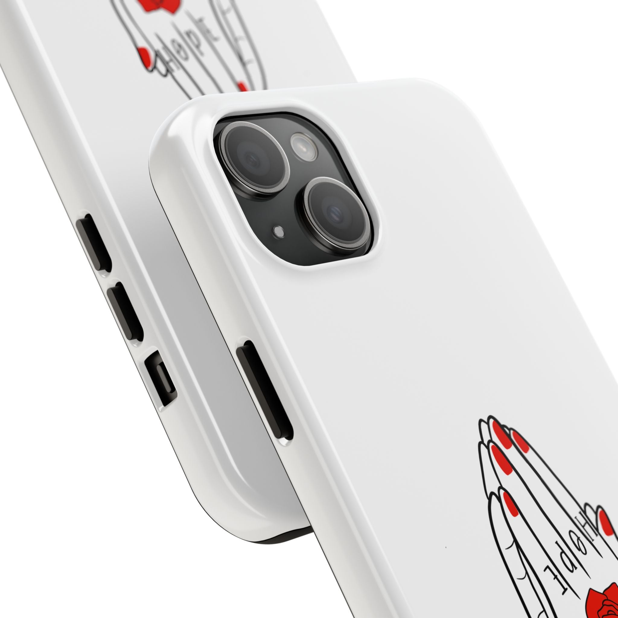 Pray Harder Phone Case — Tough Protective Phone Cover with Praying Hands & Rose Design