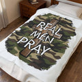 Velveteen Plush Blanket - Camouflage 'Real Men Pray' Cross Christian Throw