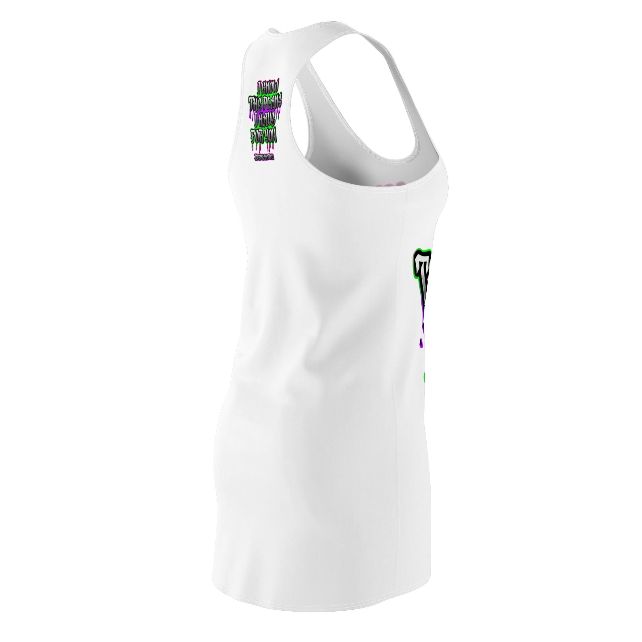 Racerback Dress — "I Know The Plans I Have For You" Graffiti Scripture Sundress