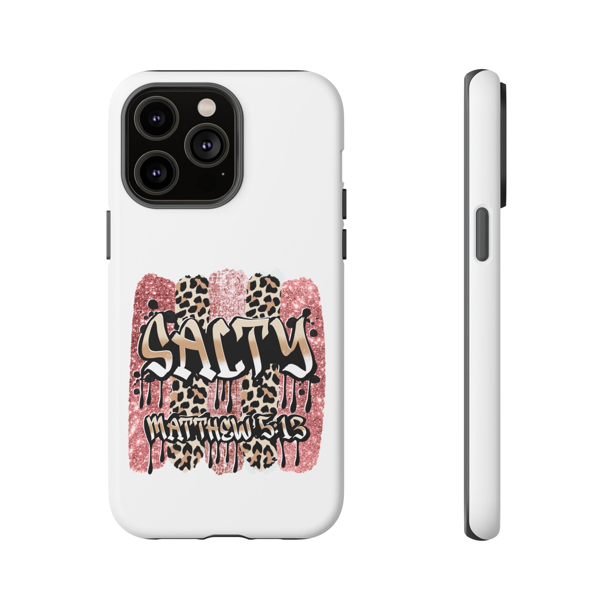 Salty Matthew 5:13 Scripture Leopard Pink Glitter Tough Case — Matthew 5:13 Scripture Phone Cover