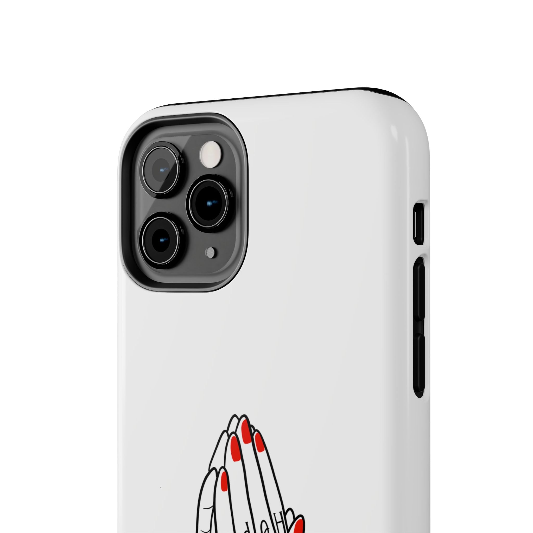 Pray Harder Phone Case — Tough Protective Phone Cover with Praying Hands & Rose Design