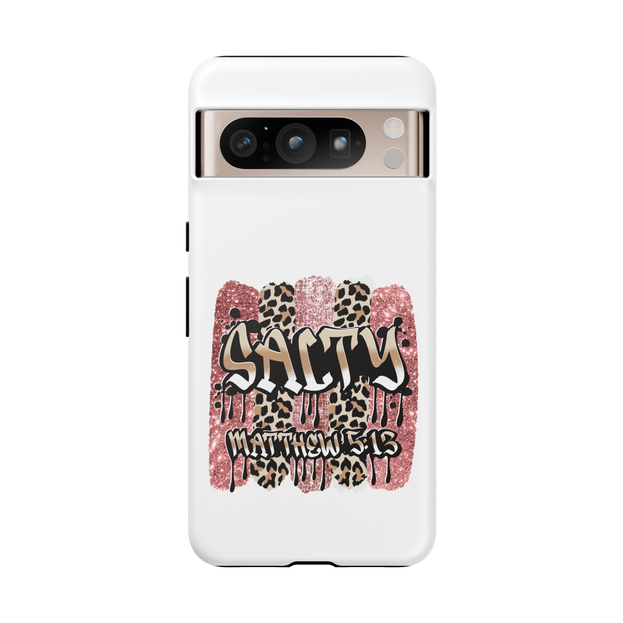 Salty Matthew 5:13 Scripture Leopard Pink Glitter Tough Case — Matthew 5:13 Scripture Phone Cover