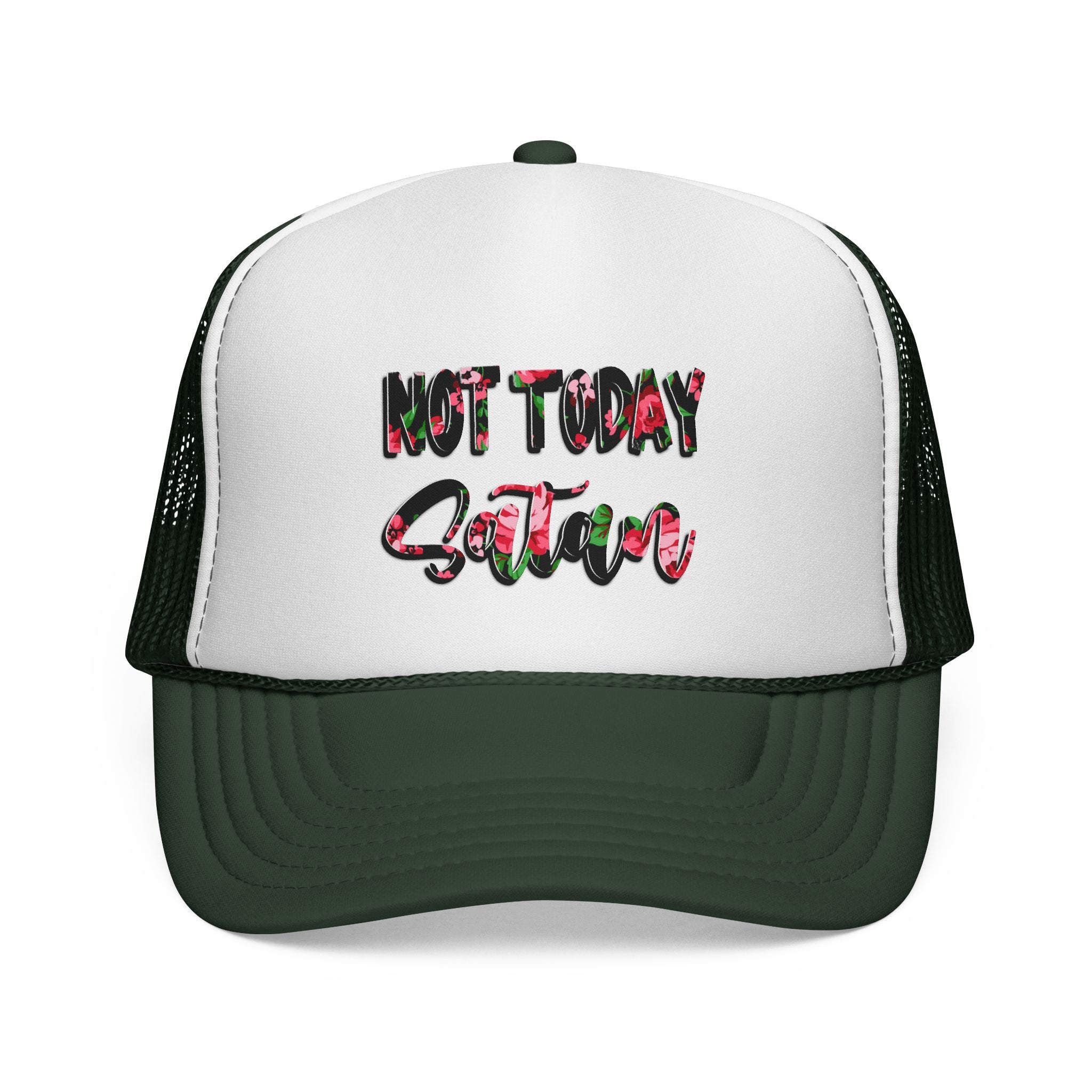 Not Today Satan Trucker Hat — Floral Mesh Cap for Sassy, Casual Wear