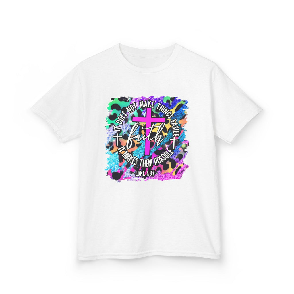 Kids Faith T-Shirt - Colorful Cross Graphic 'Faith' Christian Tee for Children