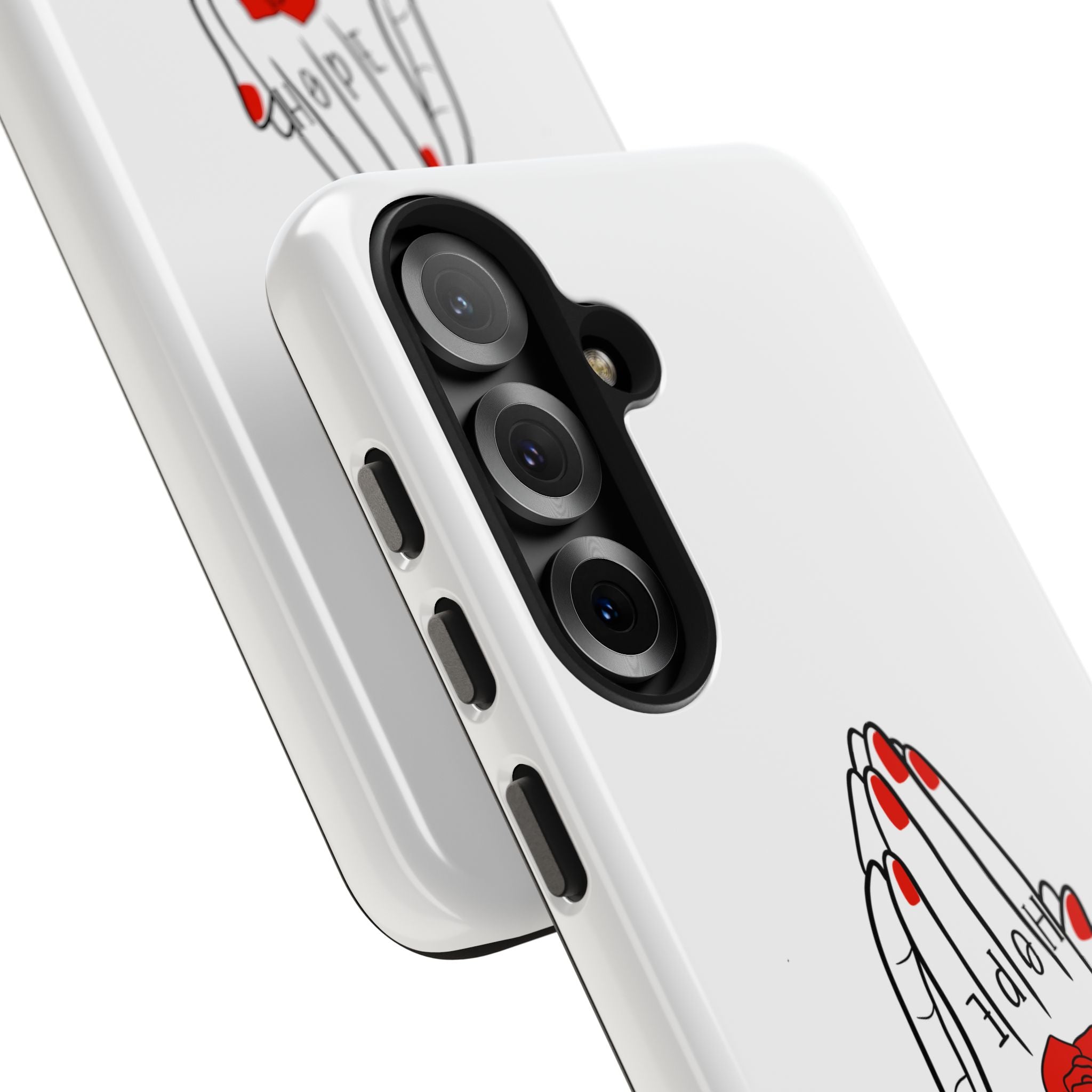 Pray Harder Phone Case — Tough Protective Phone Cover with Praying Hands & Rose Design