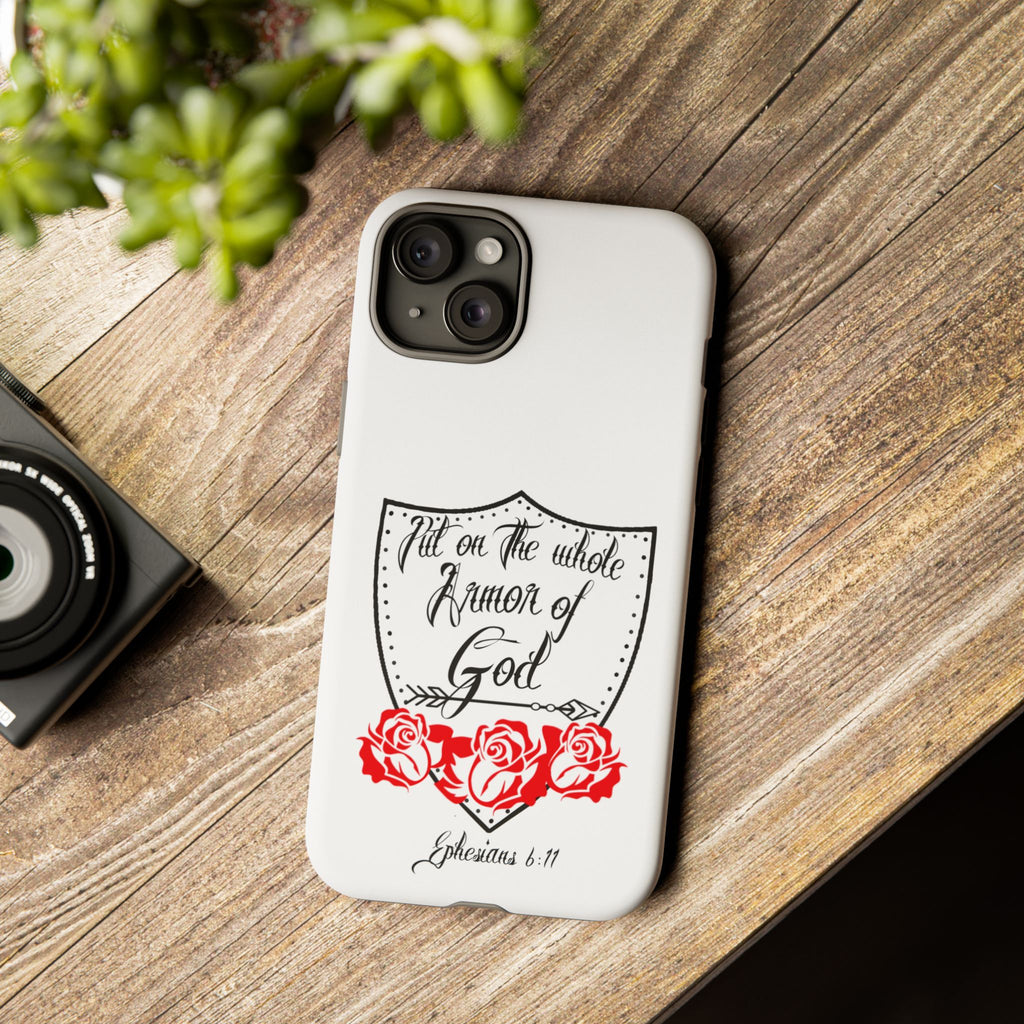 Armor of God Phone Case — Ephesians 6:11 Christian Floral Protective Cover