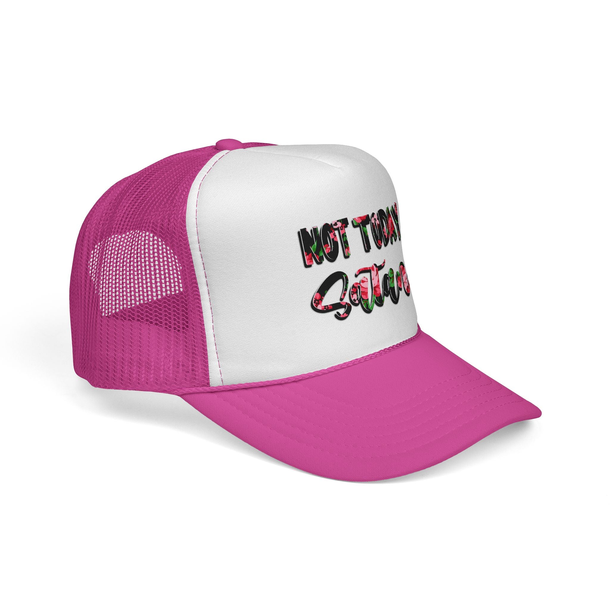 Not Today Satan Trucker Hat — Floral Mesh Cap for Sassy, Casual Wear