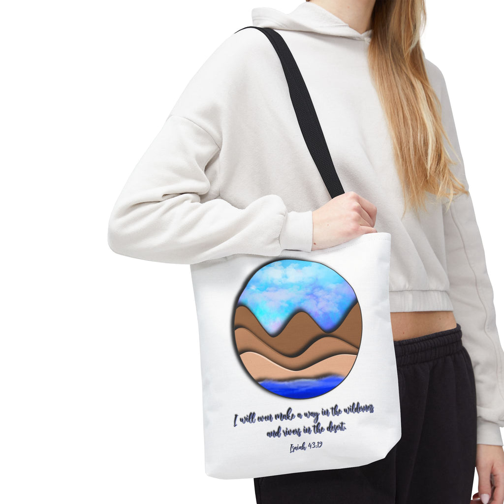 Inspirational Mountains Tote —  Scripture Landscape Tote Bag