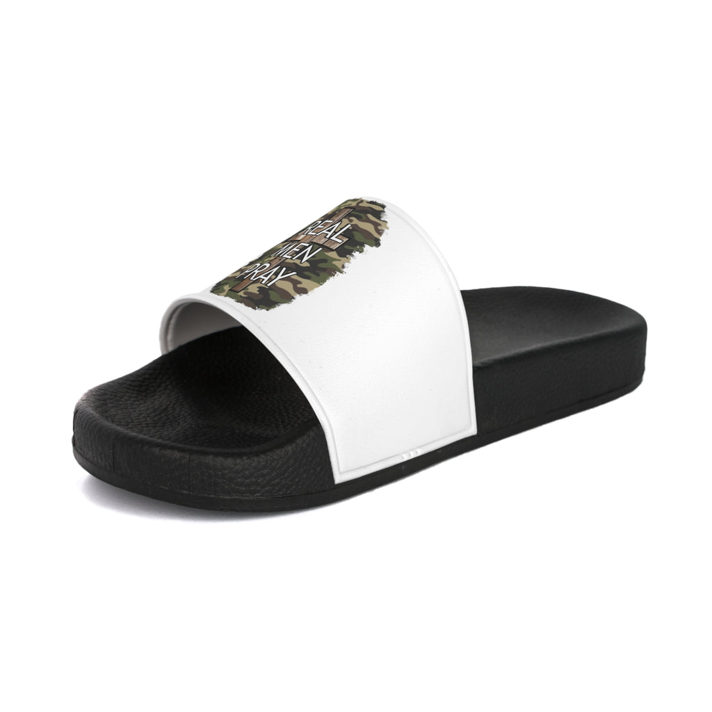 Real Men Pray Camo Slide Sandals — Men’s Comfortable Church & Casual Pool Slides