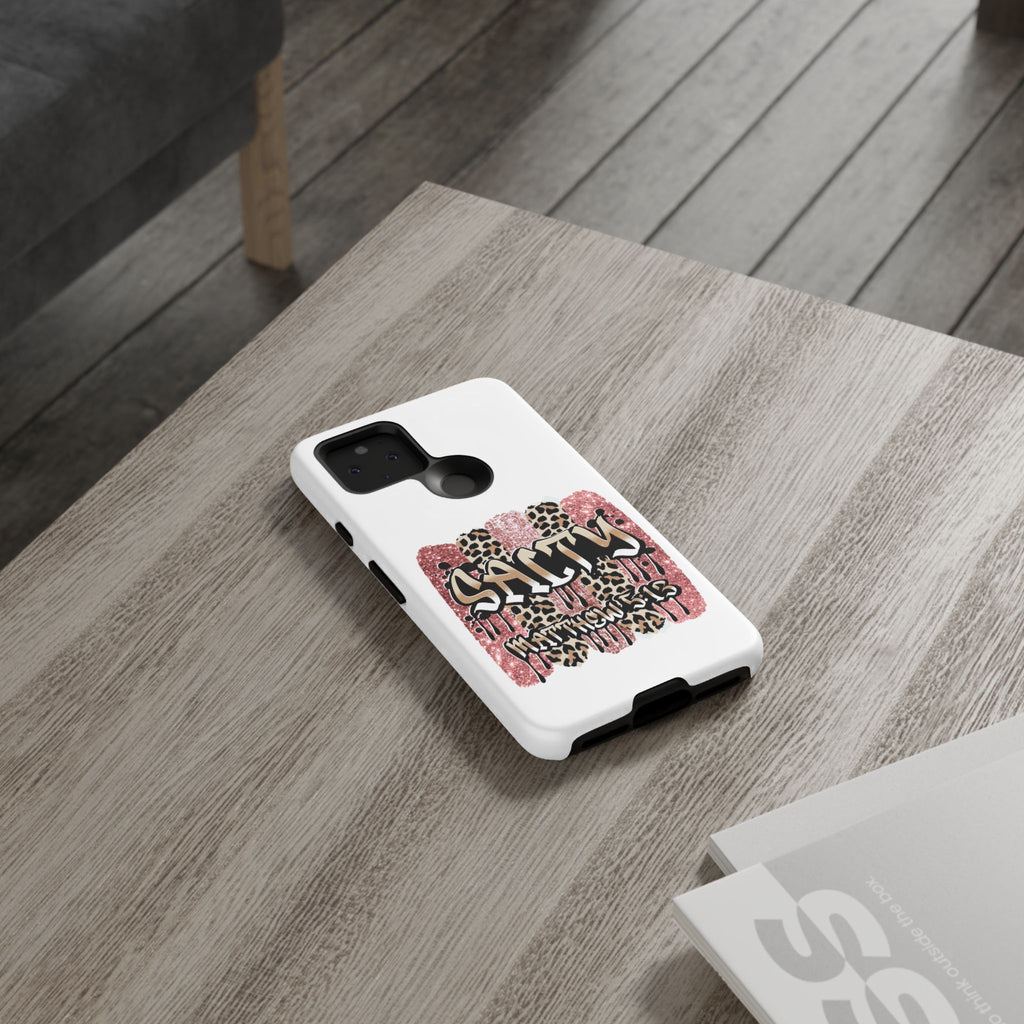 Salty Matthew 5:13 Scripture Leopard Pink Glitter Tough Case — Matthew 5:13 Scripture Phone Cover